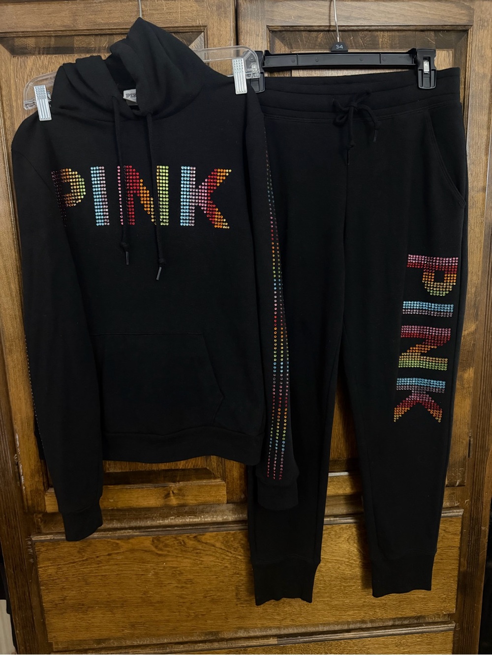 RARE‼️PINK rainbow bling jogger set